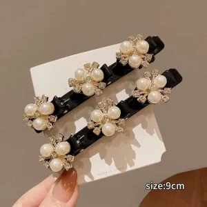 New Arrival Sweet Style Hair Accessories for Women Girl’s Party Hair Clip with Clover Rhinestone Alloy Metal Hair Decoration