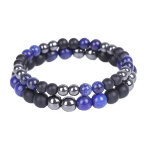 New Arrival Trendy Fashion Crystal Rhinestone Beads Hematite Blue Red Green Tiger Eye Unisex Bracelets