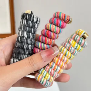 New Arrival Women Girls Hair Accessories Hair Braiding Tool Multicolor Yarn Polyester Fashion Telephone Cord Wire Hair Ties