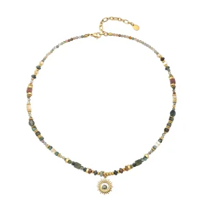 New Arrivals Bohemian Stainless Steel Necklace with Sun Pendant Ethnic Choker Necklace Accessory for Spring and Summer