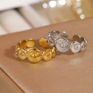 New Arrivals Geometric Fashion Rings in European and American Styles Retro Stainless Steel Open Style Rings