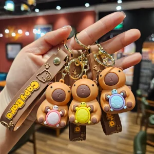 New Arrivals Student’s Lovely Capybara Turtle 3D Cartoon Keychain Plastic & Rubber Personalized Bag Backpack Keyring Custom Logo