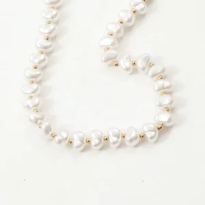 New Arrivals Women Dainty Elegant Fashion Jewelry 18k Gold Plated Stainless Steel Imitation Freshwater Pearl Necklace