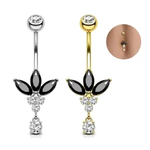 New Belly Piercing Zircon Lotus Flower Belly Button Ring 14G Women Fashion Body Jewelry Navel Piercing