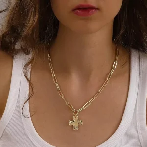 New Best Selling Fashion Jewelry Gold Plated Brass Chain Fashion Necklace Trendy Cross Pendant Necklace for Women