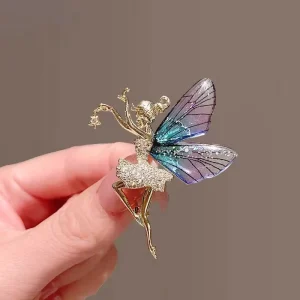 New Brooch Luxury Creative Clothing Pins Fashion Zircon Brooches in Bulk Dance Girl Angel Wing Brooch