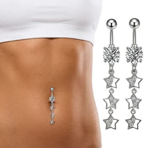 New Butterfly Star Navel Bell Button Ring Stainless Steel Bar Fashion Body Jewelry for Women Men
