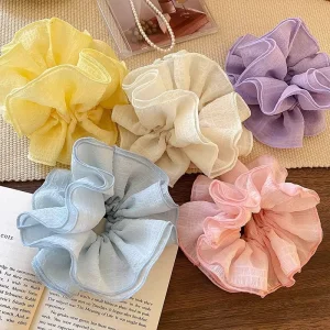 New Candy Color Lace Mesh Hair Scrunchies Durable Hair Ties for Women Girls Hair Accessories