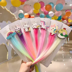 New Cartoon Rainbow Hairpins Wig Hair Clips Girls Cute Animals Headbands for Kids Hair Accessories