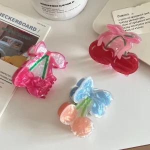 New Cherry Hair Claw Cute Fruit Design Large Hair Clip Fresh Style Back Head Bun Shark Clip Hair Accessories