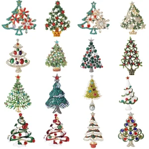 New Children’s Christmas Tree Alloy Gold Plated Brooch Pin Fashion Jewelry Gift for Party Holiday Decoration