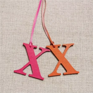 New Collection Grainy Leather Bag Charm Tag Key Holder Letter Key Chain