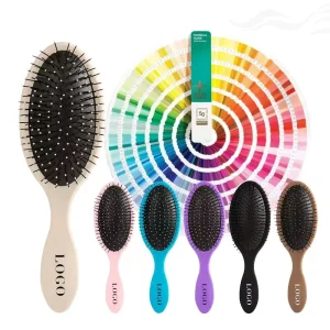 New Color Custom LOGO Soft Nylon Bristles Hair Brush Detangling Comb For Wet Dry Hair