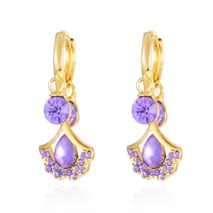 New Coming High-end and Fashionable Diamond-studded Multi-color Flower Fringed Gold Wire Mesh Drop Earrings with Elegant Style