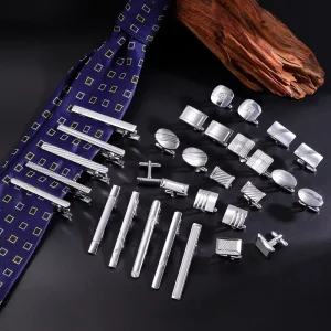New Copper Cufflink Tie Clip Set Brushed European American Fashion Men’s Formal Business Engagement Wedding Accessories