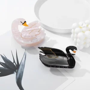 New Creative Design Acetate Animal Swan Hairpin Rectangle Elements High Quality Women Christmas Fashion Hair Decoration Carton