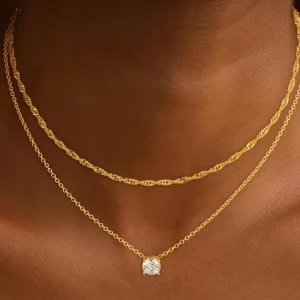New Cross Border European American Style Multilayer Zircon Electroplated Necklace Women Fashionable Clavicle Chain Artistic
