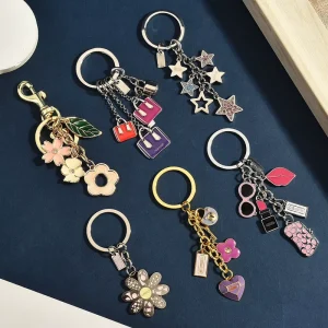 New Cross Border Fashion Valentines Day Couple Heart Shaped Alloy Keychain Bag Charm and Car Lip Glaze Pendant