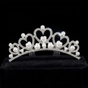 New Crownn Pearl Rhinestone Hair Comb Sweet and Elegant Style Bridal Crownn Hair Accessories Birthday Hair Comb