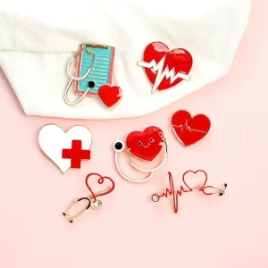 New Custom Medical Enamel Pins Personalized Nurse Doctor Heart Lapel Pins Factory Logo Bulk Fruit Father’s Day Graduation