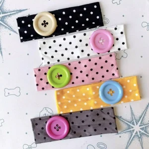 New Custom Style Printing Summer Design Fashionable Women’s Large Button Elastic Hair Band Decoration for Girl Accessories