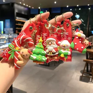 New Cute Christmas Snowman Cartoon Eco-friendly Silicone Carabiner Keychain 3D Shape Customizable Promotional Custom Accessories
