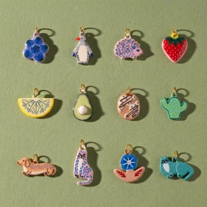 New DIY Custom Stainless Steel Charm Fashion Jewelry Painting Animal Fruit Pendant 18K Gold Charm for Bag Chain Charm