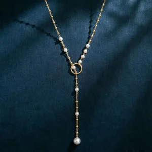 New Design 14K Gold Filled Freshwater Pearl Bean Sweater Chain High Quality Daily Wear Long Necklace Fashion Women Jewelry