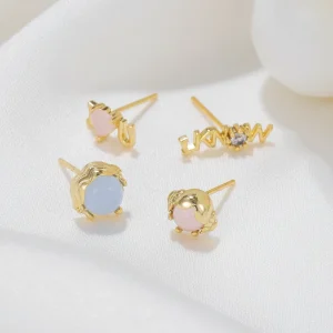 New Design Creative Cute Cartoon Earrings Set 18K Gold Plated Brass Earrings Fashion Jewelry Cat Eyes Zircon Earrings for Women