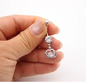 New Design Crown Belly Button Ring Fashion Body Jewelry for Women Men Surgical Steel Navel Piercing Jewelry