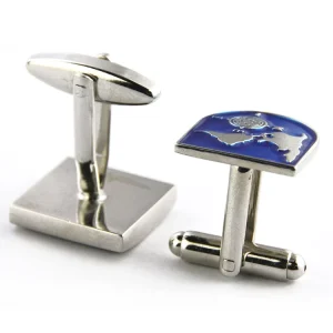 New Design Custom Luxury Cufflinks Diamond Elegant Metal Silver Blank Cufflink Custom Logo for Men