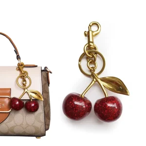 New Design Cute Cherry Charm Metal Fashion Handbag Pendant Keychain Women’s Crystal Bag Accessories High Grade