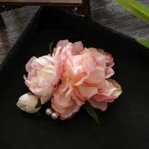 New Design Elegant Silk Flower Peony Flower Hair Clips Decorative Sweet Flower Hair Accessory Peony Flower Claw Clips for Girls
