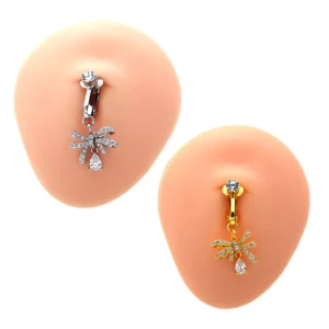 New Design Fake Belly Button Body Piercing Gold Plated Navel Piercing Jewelry Bow False Body Jewelry