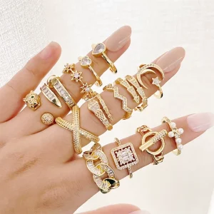 New Design Fashion Jewelry 18k Gold Plating Rings Collection Women