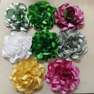 New Design Fashion Large Rose Satin Flower Brooch for Women