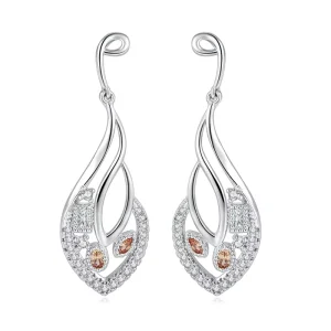 New Design Fashion Trendy Vintage Long Chandelier 18K White Gold Plated Drop Dangle Earrings for Women E044