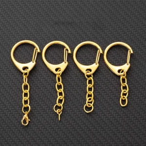 New Design Gold D Shaped Lobster Clamp Hook Zinc Alloy Round C Hook Metal Split Keychain Rings And Clips For Accessories