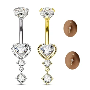 New Design Heart Belly Ring Zircon Navel Piercing Jewelry Fashion Piercing Surgical Steel Body Jewelry