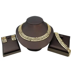 New Design Luxury Italian Gold Plated Jewelry Sets High 18K Necklace for Woman Wedding Bridal Party Jewelry for Women FHK22706
