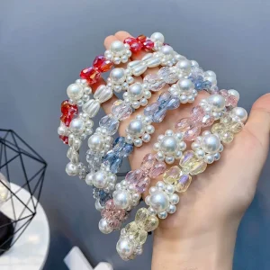 New Design OEM Handmade Bridal Pearl Headband Hair Accessories Beaded Hairbands