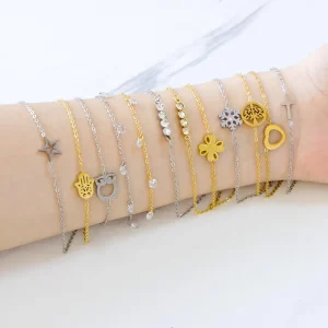 New Design Popular Cute Colorful Pearl Pendant Stainless Steel 18K Gold Plated Chain Bracelets Jewelry