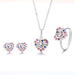 New Design Sterling Silver Heart-shaped Zircon Jewelry Set for Women
