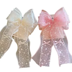 New Design Sweet Fabric Mesh Lace Bow Hair Clip Fashion Supper fairy Butterfly Duck Clip for Baby Girls Party Accessory