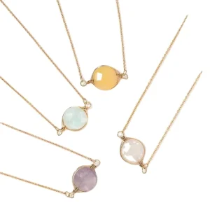 New Design Trendy Gemstone Fashion Women Jewelry Necklaces Stainless Steel Necklace