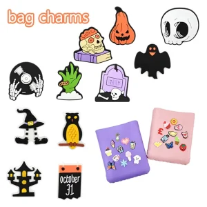 New Designer Charm Tote Bag Spooky Waterproof Insert Accessories for Beach Bag Charms Diy Halloween Pvc Bag Charms