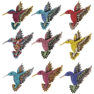 New Diamond Inlaid Hummingbird Brooches Fashionable Rhinestone Crystal Brooch Jewelry Personalized Animal Pins