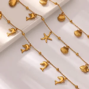 New Dolphin Starfish Shell Pendant Ocean Series Anklet Bracelet Casual Summer Beach Ankle Chain