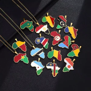 New European American Stainless Steel Vintage Oil Drops National Flag Map Fashion Necklace