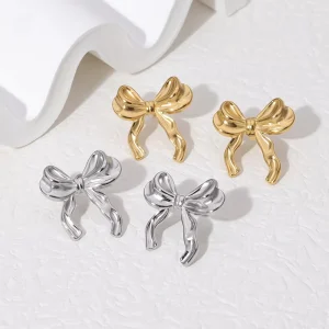New European and American Fashion Bow Stainless Steel Earrings Simple and Versatile Earrings